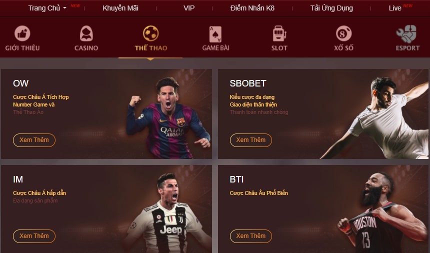 68gamebai reviews Thể thao luôn là thế mạnh của K8